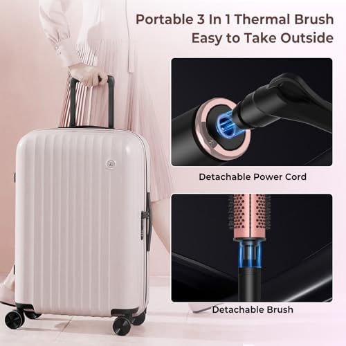 Elite 3 in 1 thermal brush set components separated to display the easy locking mechanism.