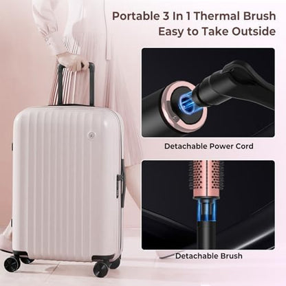 Elite 3 in 1 thermal brush set components separated to display the easy locking mechanism.