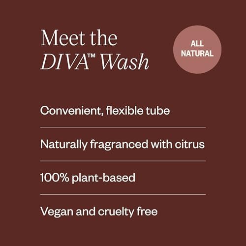 Back label of DIVA Wash showing natural plant-based ingredients