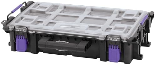 Weaver Livestock modular showbox case showing secure purple latch closures for portable tool safety