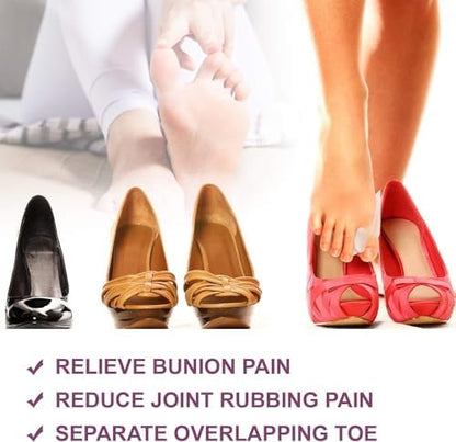 Ten pack of Promifun gel bunion shields displayed for foot pain relief.