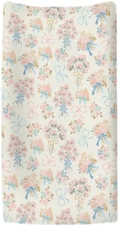 ZoUbqchY watercolor spring garden diaper table sheet folded