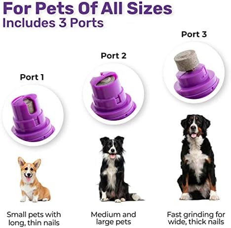 Hertzko dog and cat nail grinder displaying three port sizes
