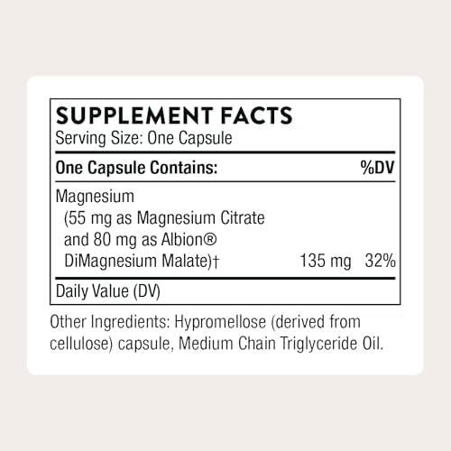 THORNE Magnesium CitraMate supplement facts label showing nutrition ingredients panel