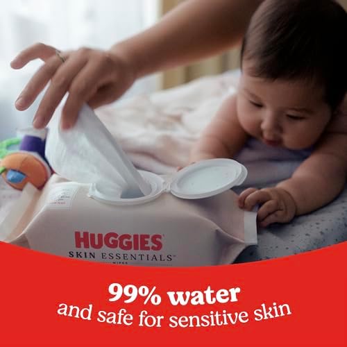 Huggies Skin Essentials baby wipes pack showing National Eczema Association seal