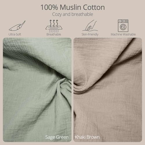 Two pack muslin cotton covers for changing pads illustrating the breathable fabric texture