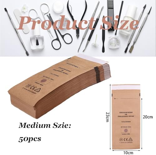 Stack of 50 pieces GoLashFun kraft paper sterilization bags