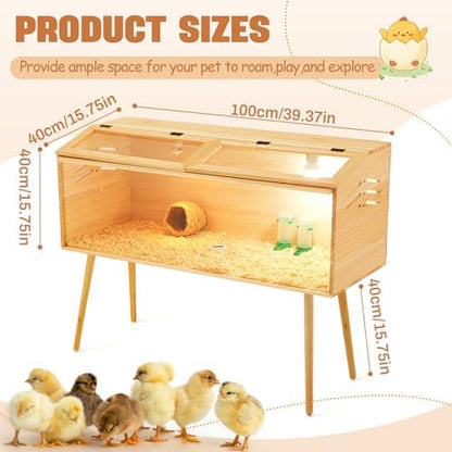 CroBlissful 40 x 16 x 16 in Brooder Kit Box for Chicken Quails Indoor Outdoor with Leg Stand Sliding Door, Bulb Set and Feeder, Baby Chicken Coops for Ducks, Hamsters, Lizards, Mice, Rat - Image 3