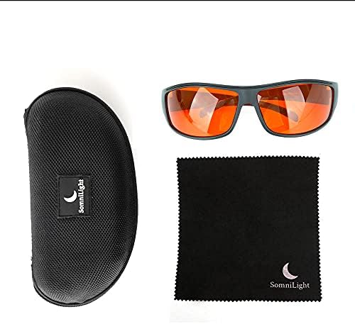Side profile of SomniLight wrap around migraine glasses