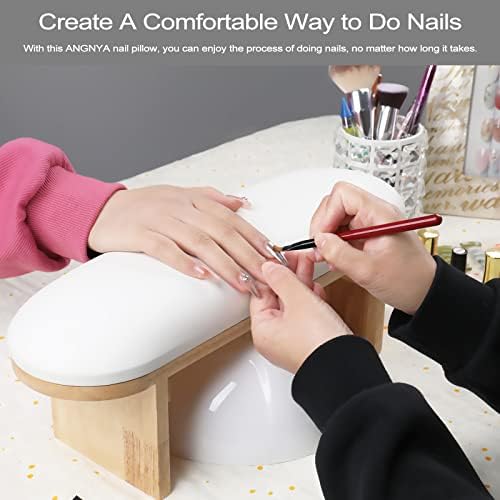 Angnya nail tech arm rest showing high density sponge and wood base