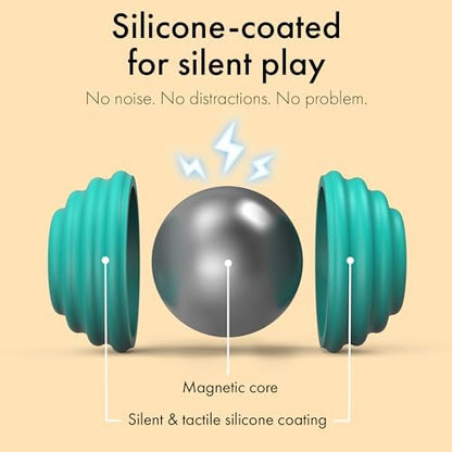 Eight high strength ferrite magnetic spheres demonstrating push pull attraction dynamics
