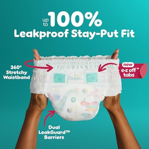Demonstration of the easy tear sides and back disposal tape function on Pampers Cruisers