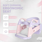 Close up of the soft padded cushion and integrated splash guard on the toddler potty seat topper.