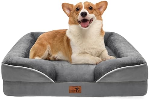 Spotted Play Orthopedic Dog Bed with Sides - Dog Sofa Beds for Medium Dogs, Supportive Foam Pet Couch Bed with Washable Removable Cover, Waterproof Lining and Non-Slip Bottom, Grey - M - Image 2