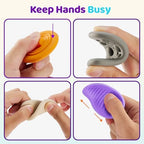 Hand holding a colorful VoMii sensory fidget stone