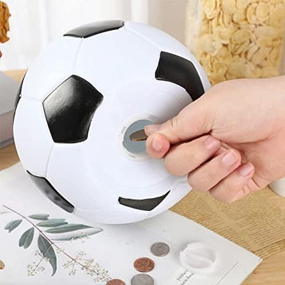 H&W kids sports themed coin jar bottom view focusing on the plastic screw off plug