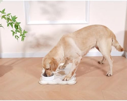 Ralxion Scalloped Dog Feeding Mat styled with pet bowls