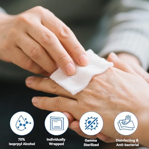 Individually wrapped 70 percent isopropyl alcohol swabs for sterile skin preparation.