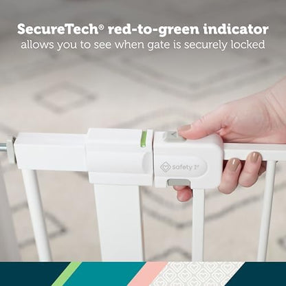 Adjustable toddler safety gate expanded to fit a wide home corridor