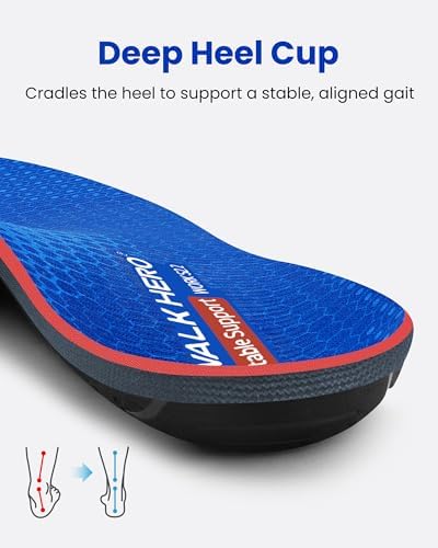 Close up of the deep heel cup on Walkhero inserts designed for foot stability and alignment.
