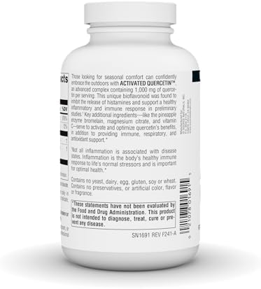 Source Naturals Activated Quercetin supplement facts label
