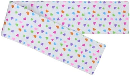 Soft medical button cover band for infants designed to prevent tube pulling and dislodgement.