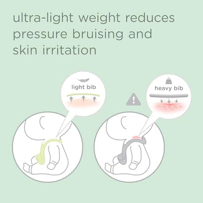 Close up of the adjustable hook and eye neck closure on the Olababy premium baby feeding bib.