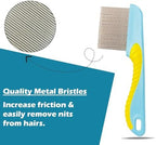 Self cleaning lice comb stainless steel teeth detail.