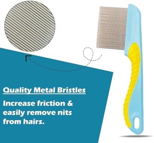 Self cleaning lice comb stainless steel teeth detail.