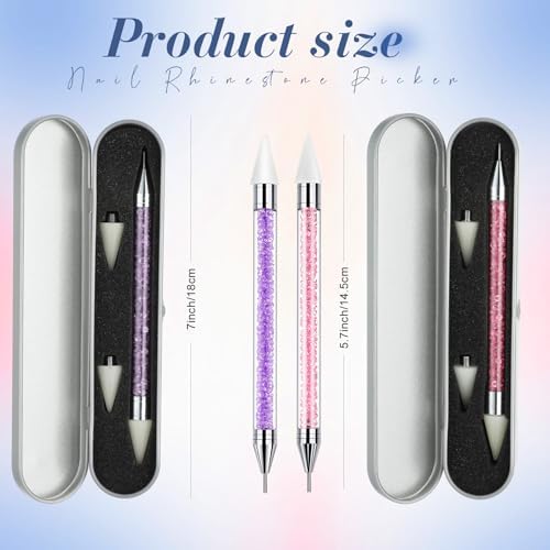 Pink and purple gem picker pens with crystal filled handles and wax tips