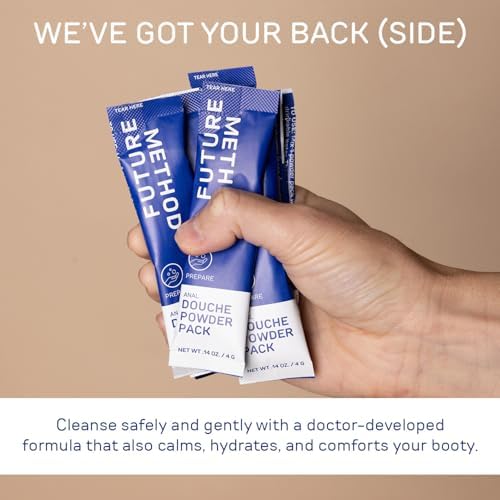 Doctor-developed isotonic anal cleansing powder packets for enema bulb compatibility.