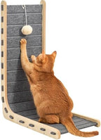 Nxwjoy L-shape cat scratching board side view with hanging toy ball