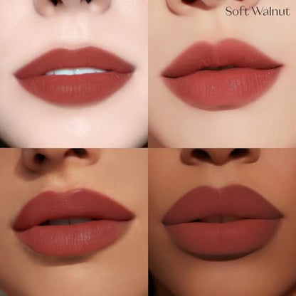 Etude matte liquid lipstick swatch on Indian skin tone