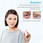 Soft silicone eye wash cup being used for eyelash and lid care