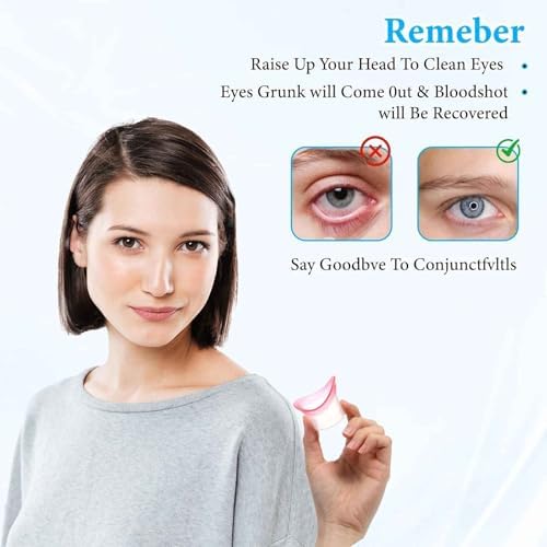Soft silicone eye wash cup being used for eyelash and lid care