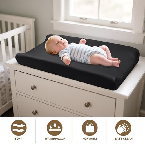 Premium imported diapering accessory installed on a standard nursery changing table.