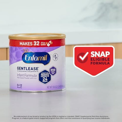 Enfamil Gentlease brain supporting DHA formula nutritional facts panel