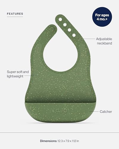 Lalo waterproof baby bib with open food pouch catcher