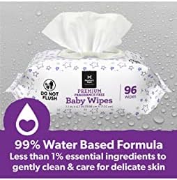 Close up of Member's Mark baby wipe packaging with one-touch lid