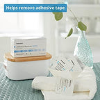 Individually wrapped sterile adhesive remover packets for hygienic skin cleansing.