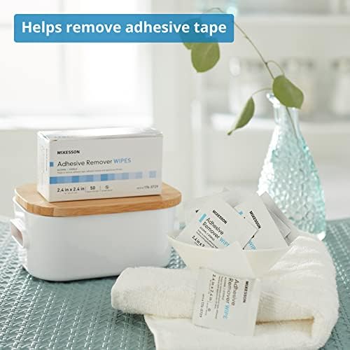 Individually wrapped sterile adhesive remover packets for hygienic skin cleansing.