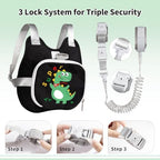 Dinosaur kids backpack showing adjustable shoulder straps