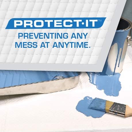 Demonstration of leak-proof moisture-lock backing on drop cloth