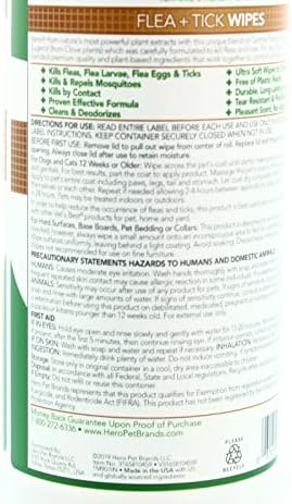 USA imported plant based flea prevention wipes for pets safe for home and bedding surfaces.