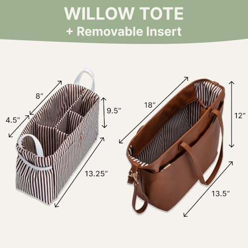 Parker Baby Willow Tote Bag open interior showcasing modular storage compartments.