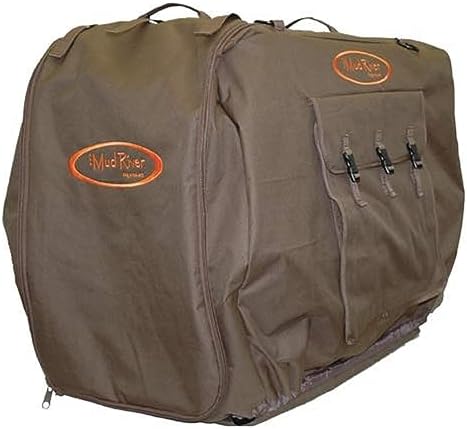 Mud River Bedford crate cover side view highlighting the integrated rubber mesh windows and removable flaps