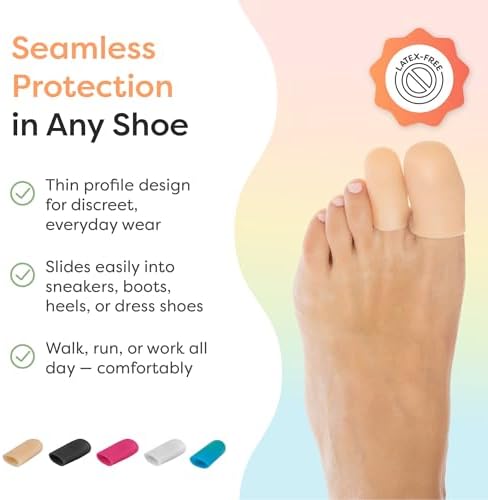 Latex free washable gel toe caps for hammer toe and corn protection