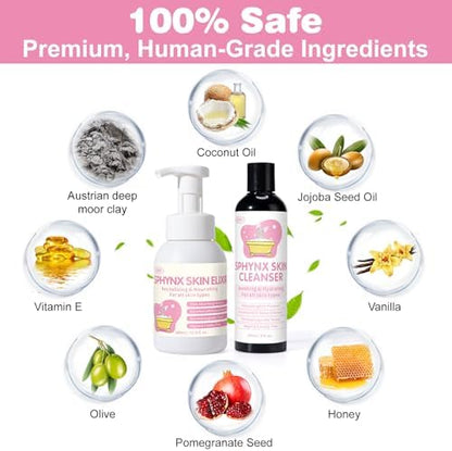 Mr Wrinkles revitalizing skin elixir moisturizer for hairless cats with easy-to-use pump dispenser.