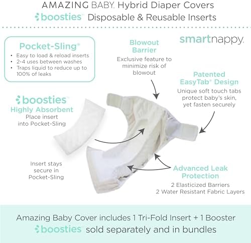 Pastel pink hybrid diaper cover showing EasyTab fasteners