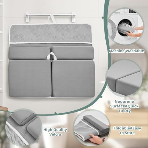 IFNOW quick dry neoprene bathing mat set folded compactly and hanging on a bathroom hook
